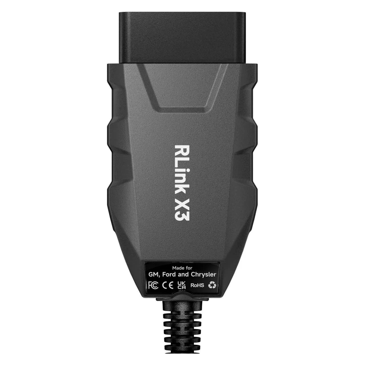 TOPDON RLink X3 — compact black J2534 pass-thru interface labelled for GM, Ford and Chrysler